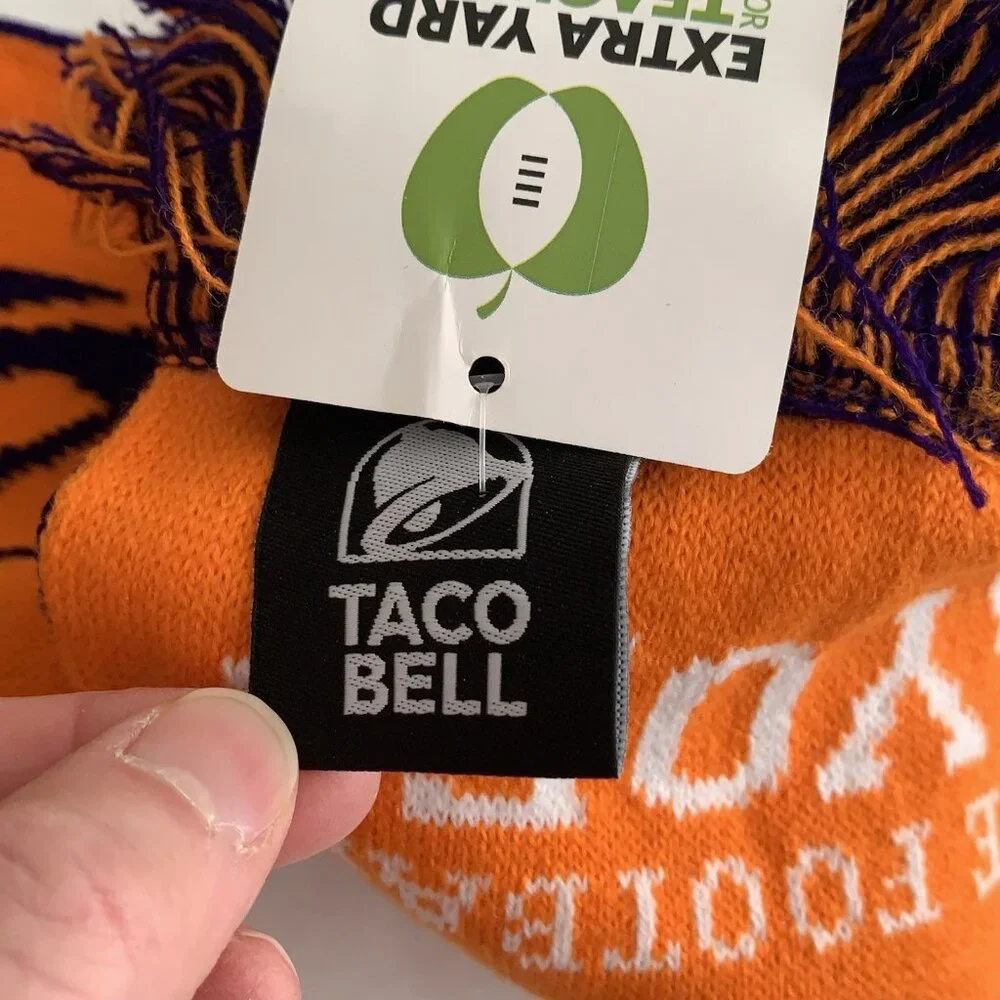 Taco Bell College Football Playoff Scarf Clemson Acrylic Orange Purple NWT